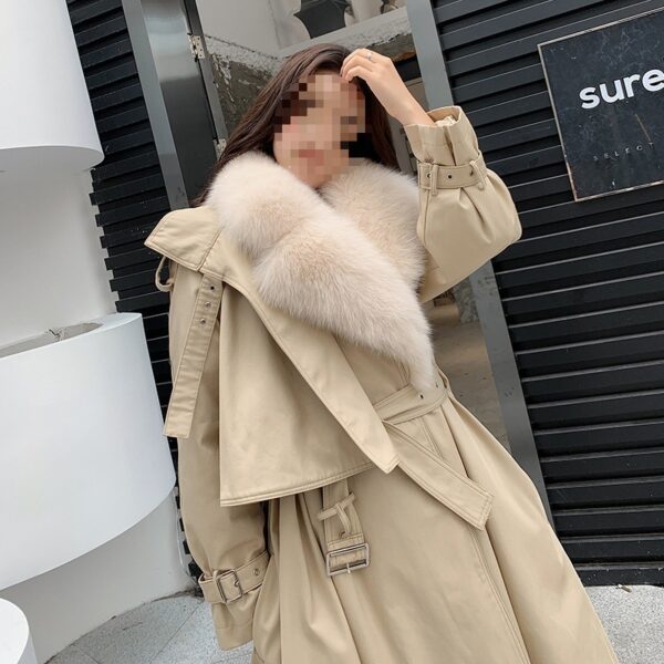 Women's Medium Length Detachable Trench Style Overcoat - Image 3