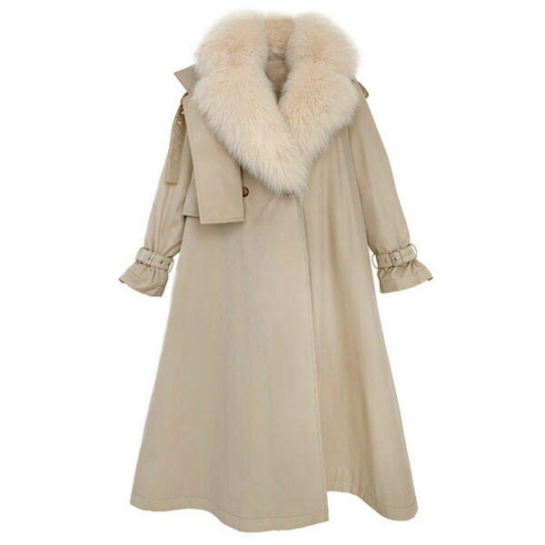 Women's Medium Length Detachable Trench Style Overcoat - Image 6
