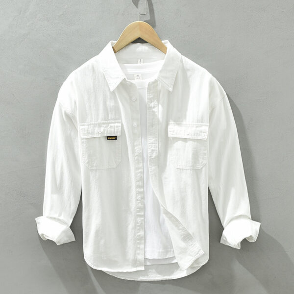 Cotton Long-sleeved Shirt Trendy Workwear Men's Width - Image 4