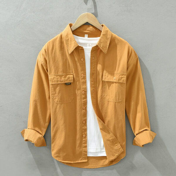 Cotton Long-sleeved Shirt Trendy Workwear Men's Width - Image 2