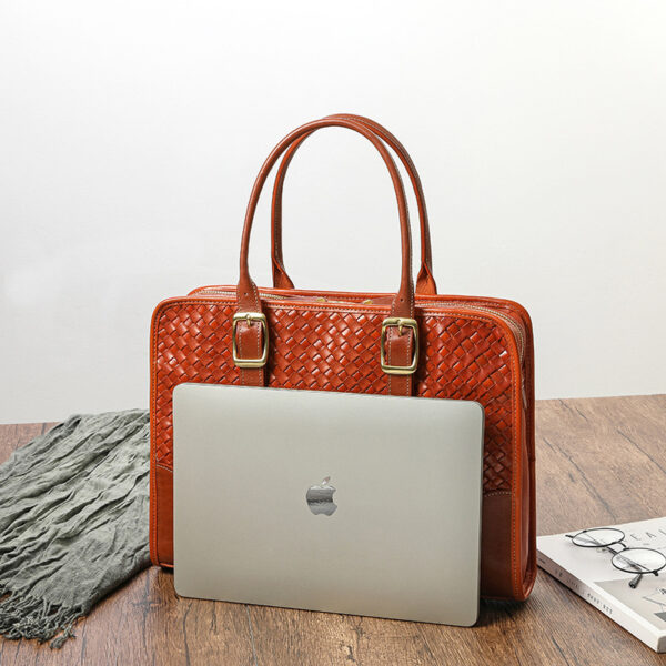 Women's Hand-woven Handbag Vegetable Tanned Full-grain Leather Cowhide - Image 3