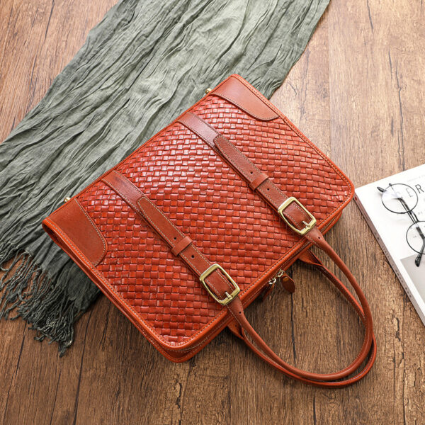 Women's Hand-woven Handbag Vegetable Tanned Full-grain Leather Cowhide - Image 7