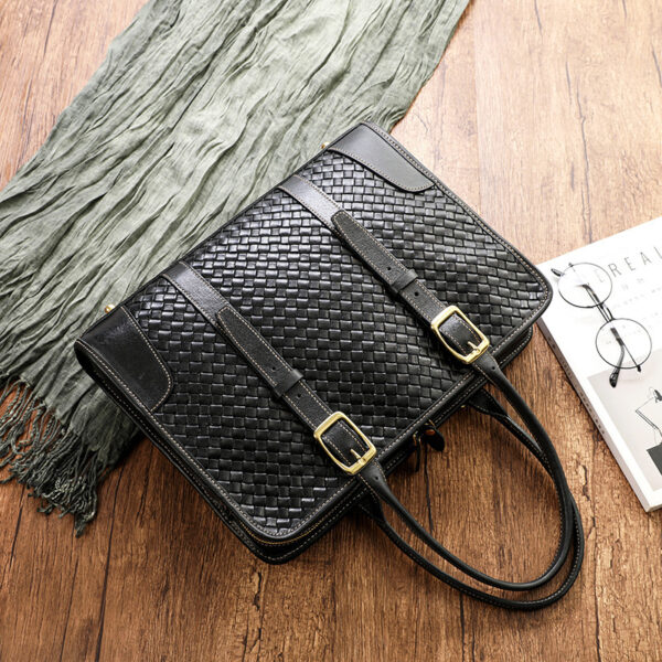 Women's Hand-woven Handbag Vegetable Tanned Full-grain Leather Cowhide - Image 2