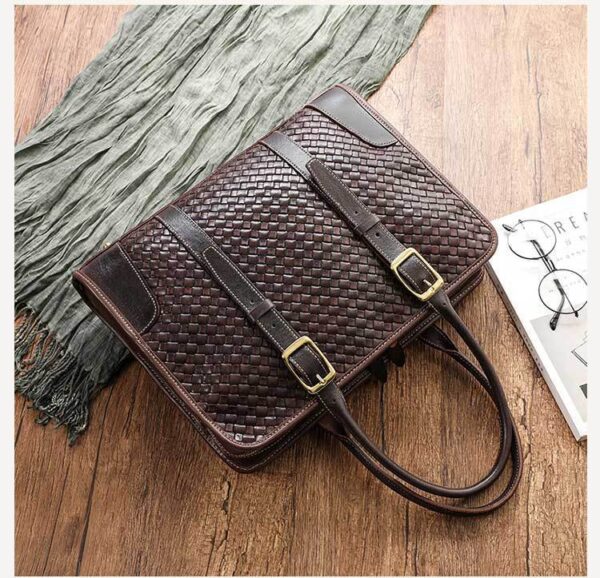 Women's Hand-woven Handbag Vegetable Tanned Full-grain Leather Cowhide - Image 8